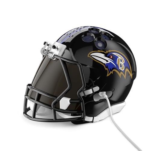 Image of NFL Echo Dot Bundle: Includes Echo Dot | Deep Sea Blue and Limited-Edition NFL Helmet Stand | Baltimore Ravens