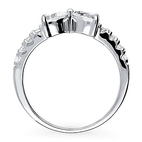 BERRICLE Sterling Silver Heart CZ Wedding Engagement Promise Rings for Her, Stackable Solitaire 3-Stone Cubic Zirconia Ring4