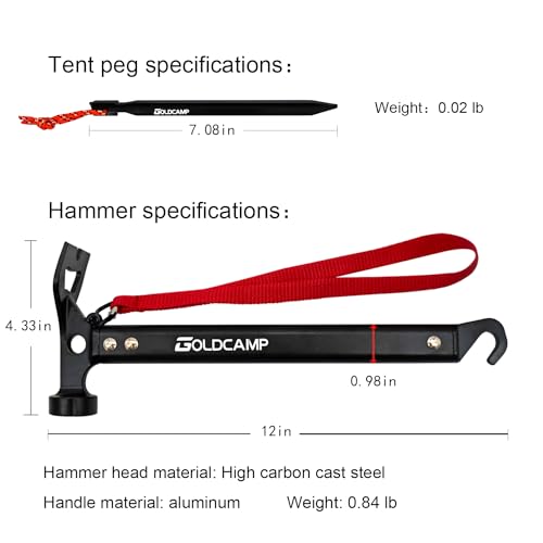 Estacas de camping pesadas para suelos duros, juego de carpa con mazo 3