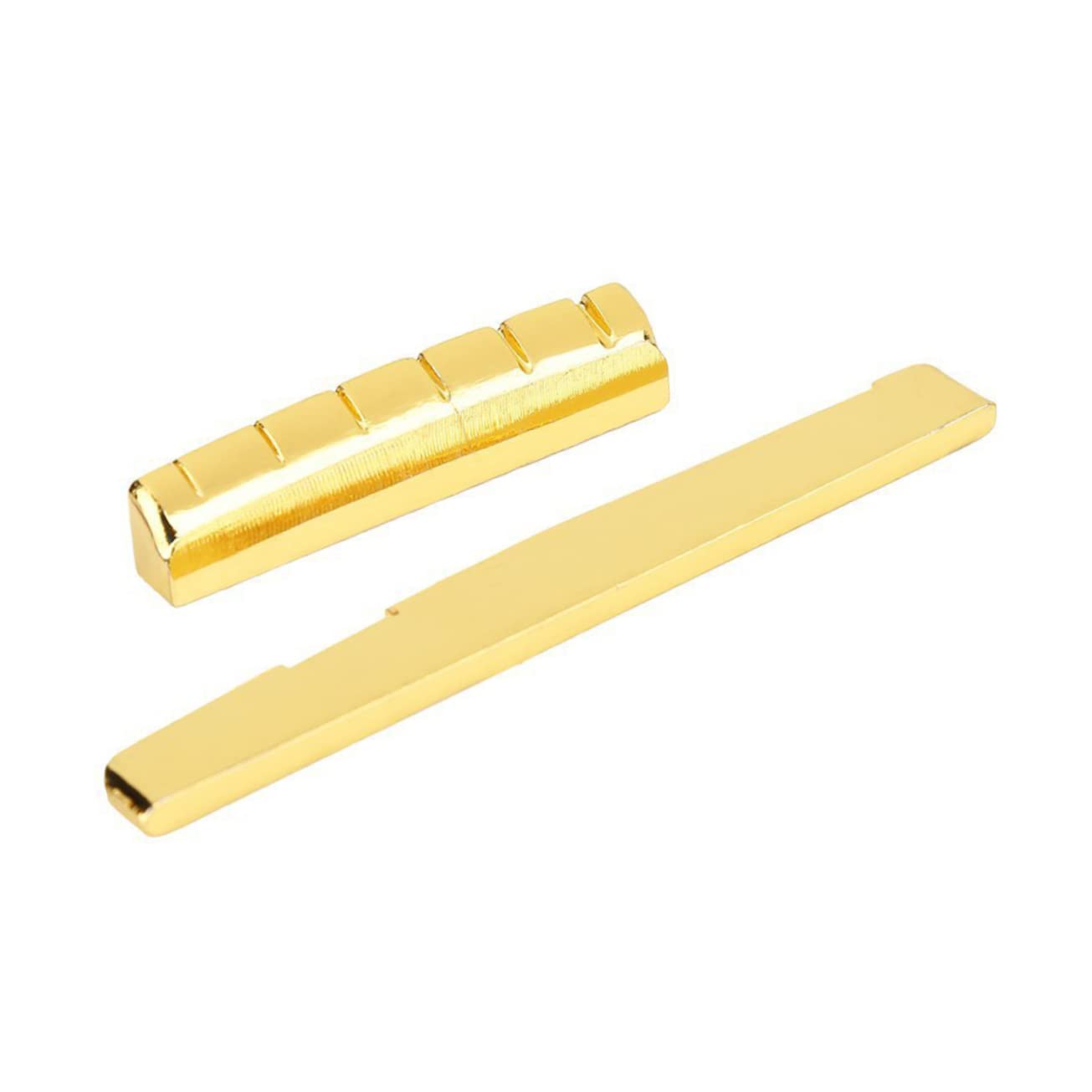 VANZACK 6Pcs Brass Bridge Saddle and Nut for String Folk Guitar Golden Durable Material Enhances Sound and Projection for Guitar Replacement