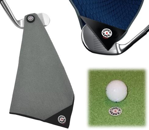 Magnetic 4-in-1 Multi Tool Golf Towel - Magnetic Towel - Silicone Brush - Groove Cleaner - Bag Clip - Microfiber Waffle Design - Men's and Women's