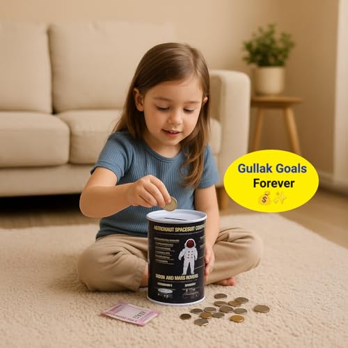 Image of Market99 Round Black Money Bank | Tin Coin Bank with Glossy Finish & Solar System Theme | Fun & Educational Piggy Bank for Kids & Adults | Ideal for Saving Coins at Home, Desk & Gifting Use