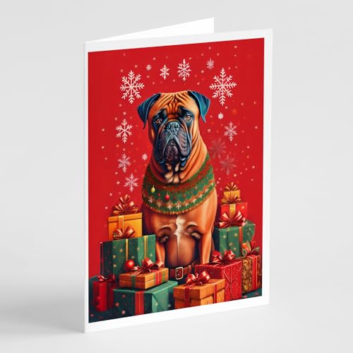 Caroline's Treasures DAC3061GCA7P Bullmastiff Holiday Christmas Greeting Cards Pack of 8 Blank Cards with Envelopes Whimsical A7 Size 5x7 Blank Note Cards