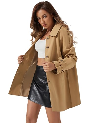 Women's Trench Coat Breasted Classic Lapel Overcoat Outerwear Coat Spring and Autumn loose Casual coat