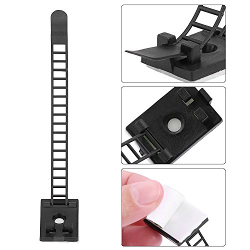 Clips para gestión de cables, abrazadera para atar cables, gestión de cables bajo mesa para un sistema discreto y eficiente de gestión de cables (Negro) miniatura 5