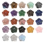 Justinstones Mixed 10pcs Natural Gemstones Top Drilled Carved Hawaiian Flower Beads Charms Pendant For DIY Jewelry Making