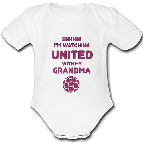 Image of Psychobaby UNITED WEST present from GRANDMA for a gift Football Unique Baby Vest Grow Babygrow Cute PERSONALISED Custom Boys Girls Unisex HAM UTD
