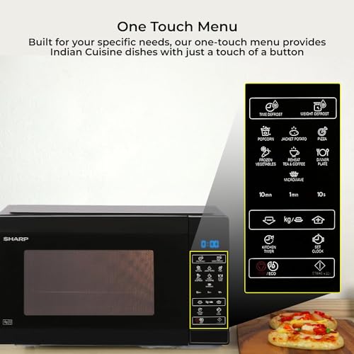 Image of SHARP 20L Solo Microwave Oven (R220KNK, Black, Ceramic Cavity, Digital Display, One-Touch Start)