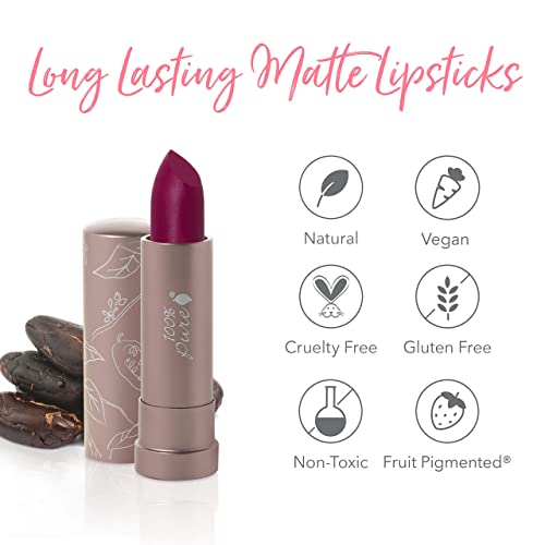 100% Pure Cocoa Butter Matte Lipstick Full Stay All Day Coverage, Lasting Moisturizing & Softening Natural Lip Color For All Skin Tones, Vegan Fruit Pigmented Hyacinthus (Deep Berry Purple) - 0.15 Oz #TOP6