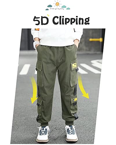 Welity Kids Boys Cargo Pants Baggy Jogger Pants with 6 Pockets, 3-12 Years3
