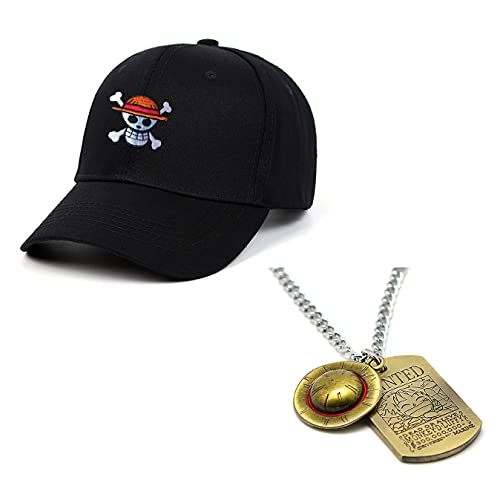 Joyegirly Anime Skull Skeleton Baseball Cap Adjustable Snapback Embroidered Hat With Straw Hat Necklace For Men Women (Skull) #TOP30