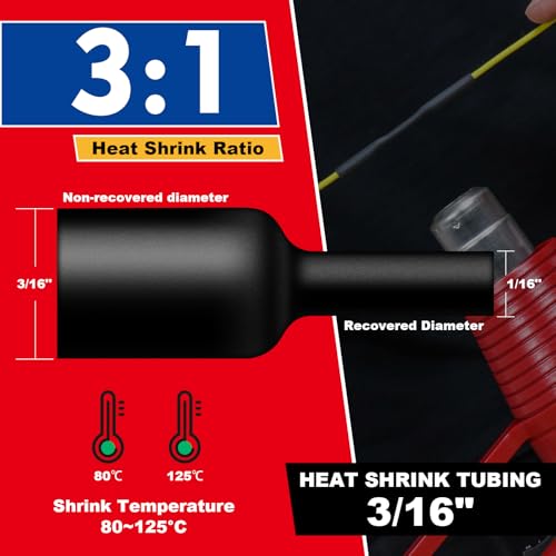 Gaine thermorétractable 0,9 cm de qualité marine avec doublure adhésive - 2
