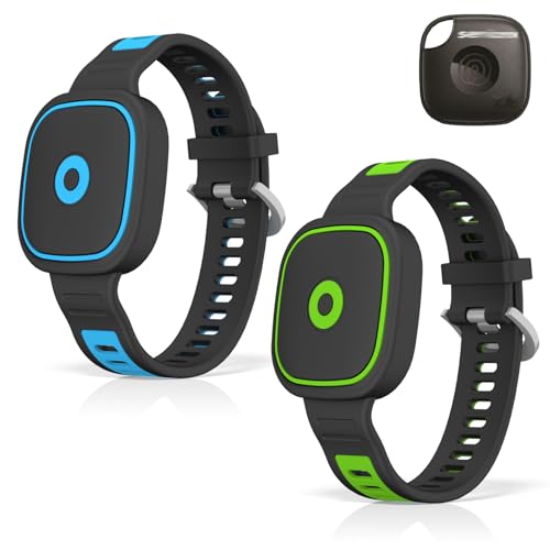 [2 Pack] Silicone Bracelet for Tile Mate (2022/2024) Waterproof Protective Case for Tile Life360 Mate Tracker Hidden Tile Mate Holder for Kids Teens Elderly (Blue+Green)