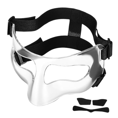 VICASKY Adjustable Clear Face Guard Nose Guard for Adults Protective Facial Mask for Basketball Soccer Baseball Durable Coverage for Broken Nose with Clear and Lasting Use
