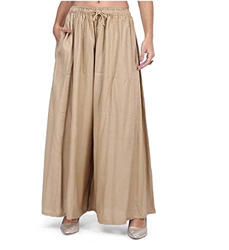 Image of TNQ Full Flared Cotton Palazzo Pants || Gold Print Printed Sharara Garara || Ethnic Or Casual Wear