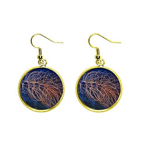 Pendientes de gota dorados Ocean vista con diseño de agua y ciencia elegante para mujer