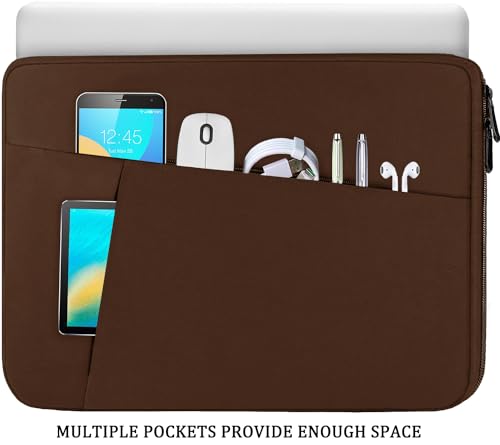 Image of Laptop Sleeve Bag 15.6 inch, Shockproof Protective Computer Carrying Cover with Front Pocket, Laptop Case for 15.6 inch HP, Dell, Acer, Asus, Notebook, Coffee Color