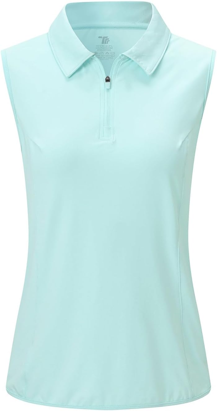 YSENTO Women's Sleeveless Golf Shirts Tops Clothes Collared 1/4 Zip Quick Dry Tennis Polo Shirts Apparel