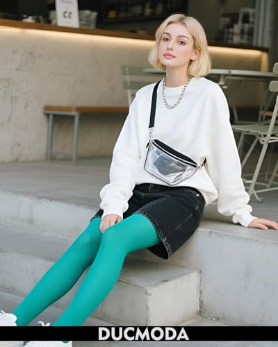 Image of DUCMODA Womens 80 Denier Opaque Tights, Women's Soft Solid Color Footed Pantyhose, High Waist Stocking with 30+ Colors