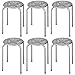 COSTWAY 6-Pack Steel Stack Stools, 17.5-InchÂ Height Portable Stackable Backless School Stools with Daisy Design, Round Classroom Decoration Stools Set of 6 for Kids Children Students, Grey