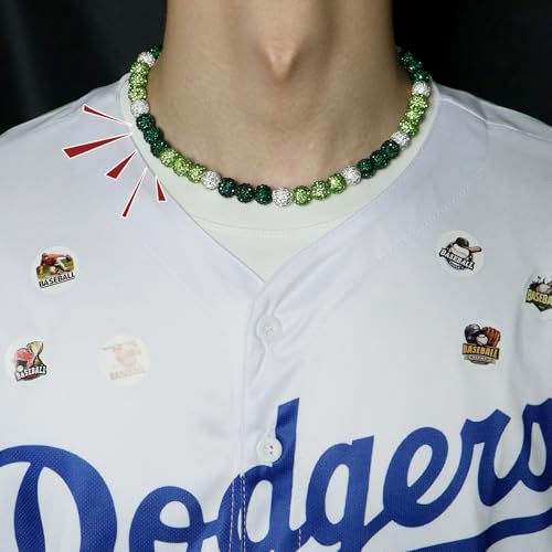 Baseball Beaded Necklace for Men,Baseball Necklace Gifts,Diamond Rhinestone Discoball bead necklace,Chain Necklace Gifts for Baseball Player Team Lovers