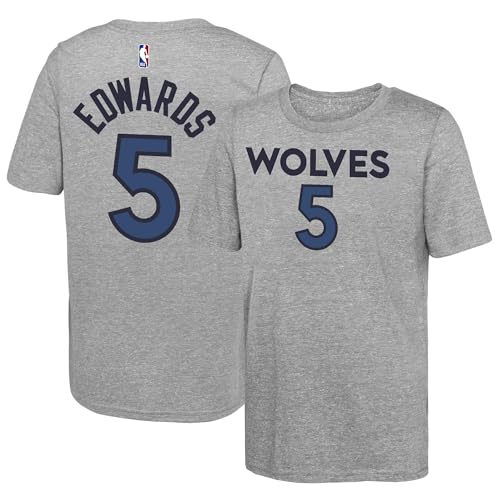 Anthony Edwards Minnesota Timberwolves NBA Kids Youth 8-20 Heather Grey Alternate Performance Jersey T-Shirt (US, Numeric, 14, 16, Regular, Anthony Edwards Minnesota Timberwolves Heather Grey)