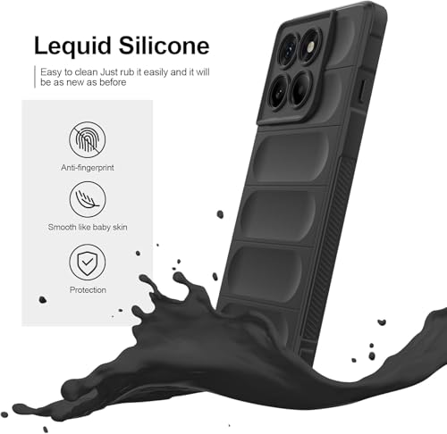 Image of Lustree Back Cover Transparent Case Compatible with Motorola Moto Edge 70 Protective Silicone Anti-Shock Case with Reinforced Corners cam Protection Liquid Cover (Black)