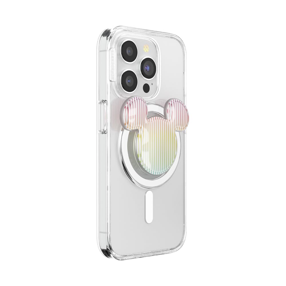 PopSockets runder Telefongriff kompatibel mit MagSafe, Adapterring im Lieferumfang enthalten, Telefonhalter, kabelloses Laden kompatibel - AirbagSherbet Mickey Stripe