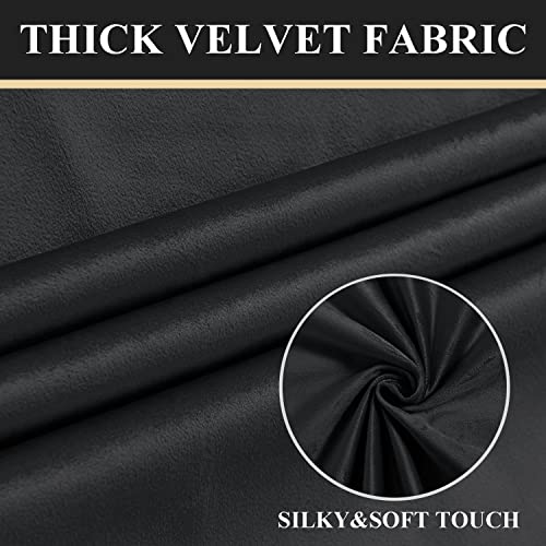 Hiasan 100% Blackout Black Velvet Curtains For Bedroom With Tieback - Premium Thick Double Layer Full Light Blocking Sound Proof Grommet Curtain For Living Room, 52 X 108 Inches Long, Set Of 2 Panels #TOP3