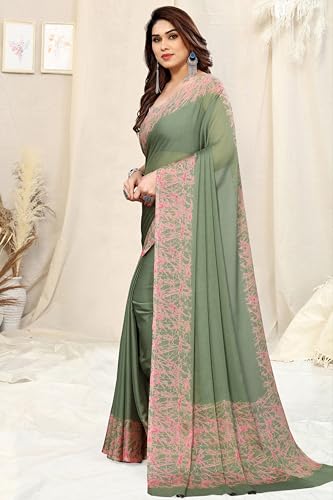 Image of MIRCHI FASHION Women's Ready to Wear 1 Minute Drape Chiffon Printed Saree with Blouse Piece
