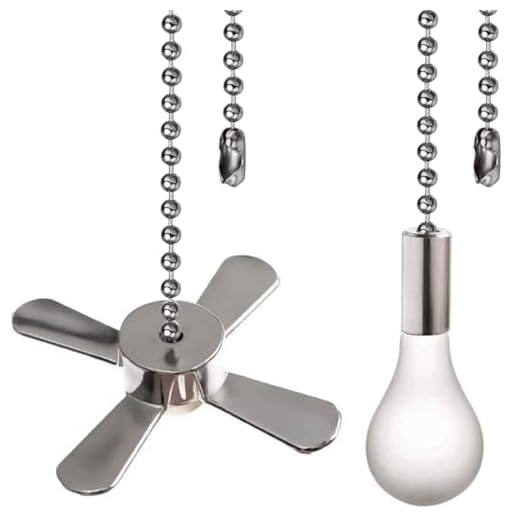 Ceiling Fan Pull Chain Ornaments Extension Chains with Decorative Light Bulb and Fan Cord 13.6 Inches Fan Pull Chain Set For Ceiling Light Lamp Fan Chain (Nickel)