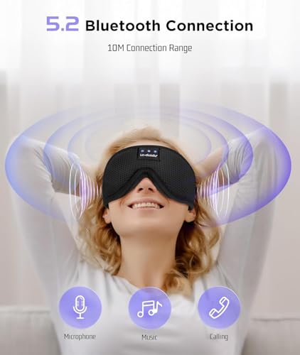 Image of LC-dolida Sleep Mask Bluetooth Headphones Weighted Sleeping Mask 3D Eye Mask Pressure Relief Night Sleep Eye Mask Music Sleeping Headphones for Side Sleepers Meditation Gifts for Men Women