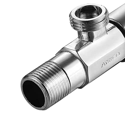 Compression Angle Stop Valve, Turn Water Angle Stop Valve, Copper 1/2" Fip Thread For Toilet, Replacement Parts #TOP2