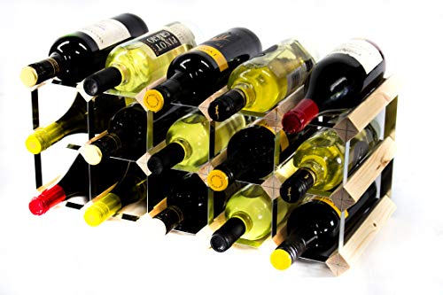 Cranville wine racks Madera de Pino de 15 Botellas de Vino clásico y Metal galvanizado ya montados...