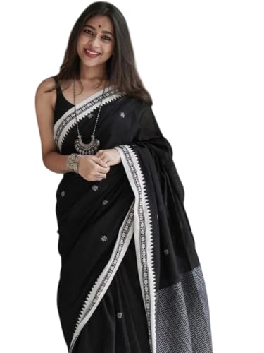 Image of Flosive Women's Woven Cotton Silk Saree With Unstitched Blouse Piece