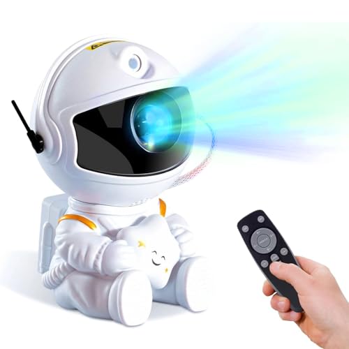 Projetor Astronauta com Estrelas e Lua Decoração Noturna Aconchegante Presente Criativo para Quarto Sala e Ambiente Luz de Projeção Decoração Noturna Projetor de LED Projeção Galáxias