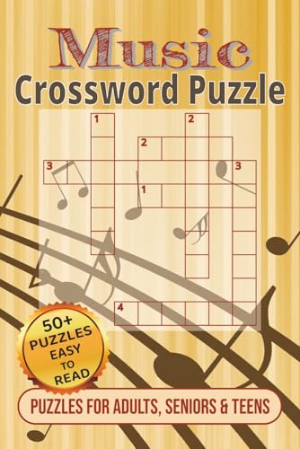 Music Crossword Puzzle: Crossword Puzzles with Easy to Read Print about Instruments, Music Theory, Genres, and More | 6x9 inches, 120 Pages | 50+ ... Gift for Vacations, Holidays and Relaxation