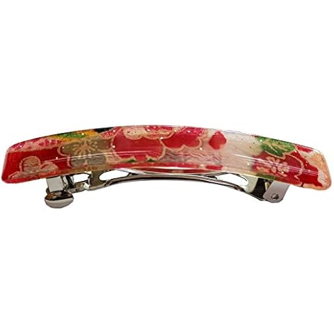 Japanese Kyoto Chirimen Barette Hair Clip/Clasp (Red/Pink) Cover