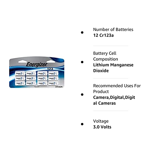 Energizer 123 Lithium Photo Battery, 12 Batteries, 1-Pack #TOP6