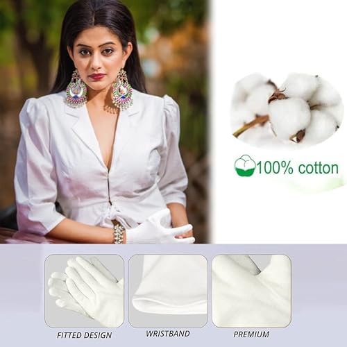 Kuber Industries Hand Gloves | 2 Pair | Cotton Half Gloves | Sun Dust Protection Gloves for Men & Woman | Cloth Gloves For Driving, Biking, Cycling | Pollution Hand Gloves | White 6 41aZ2BvItRL