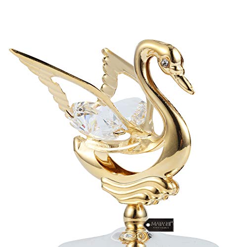 Matashi 24K Gold Plated Music Box With Crystal Studded Swan Figurine Home Bedroom Living Room Decor Tabletop Ornaments Showpiece Gift For Christmas Musician Thanksgiving Mother's Day - Swan Lake #TOP4