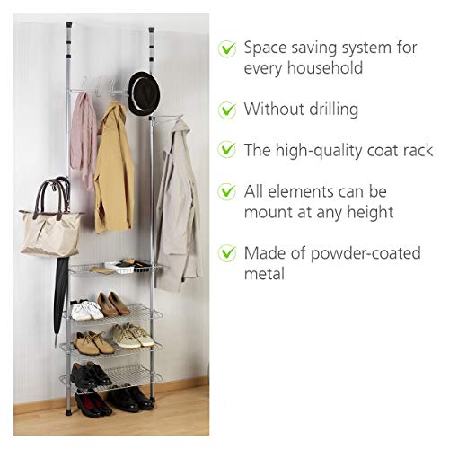 Wenko Appolon Telescopic Rack System Rail, Adjustable, Heavy Duty, For Hanging Clothes, Storage, Organizer, With Shelves #TOP2