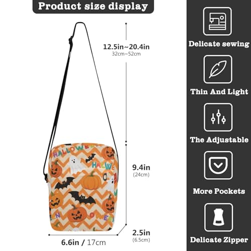 KLL Orange Halloween Pumpkin messenger bag crossbody Vegan Leather mens shoulder bag Travel Shoulder Handbags For Women3