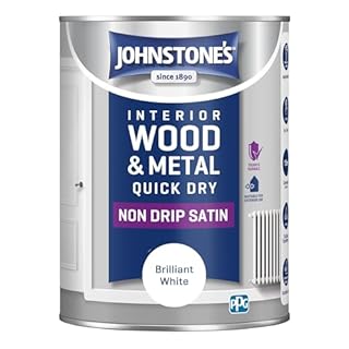 Johnstone's - Wood & Metal Paint - Satin Finish - Brilliant White - 1.25L - Water Based - Non Drip & Quick Drying - Radiator Paint - Low Odour - Dry in 1-2 Hours - 8m2 Coverage per Litre
