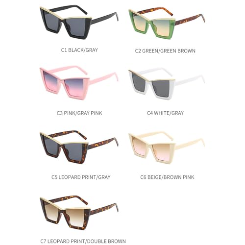 willochra Vintage Oversized Square Rivet Sunglasses For Women Fashion Gradient Cat Eye Sun Glasses Female Shades Uv400 F273