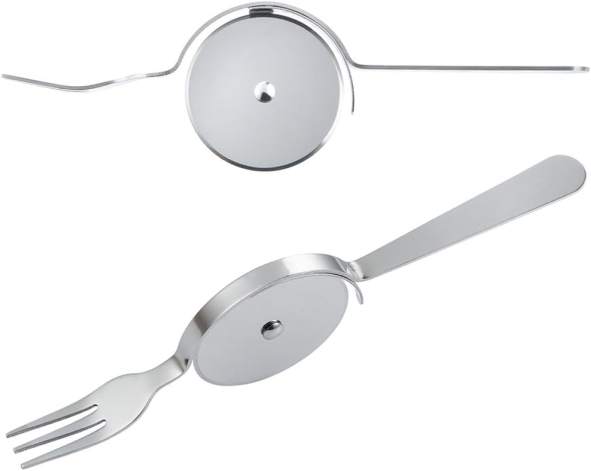 Stainless Steel Pizza Wheel Cutter for Cake Slicing with Fork