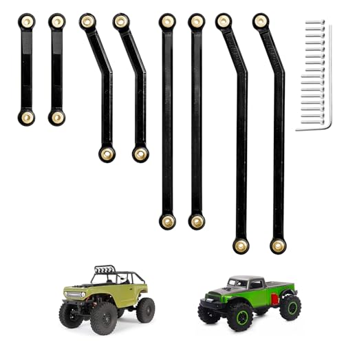 Hobbypark High Clearance Links Set Aluminum Upgrades Linkage for Axial SCX24 Deadbolt AXI90081 B17 Upgrades 1/24 RC Crawler Car (Black)