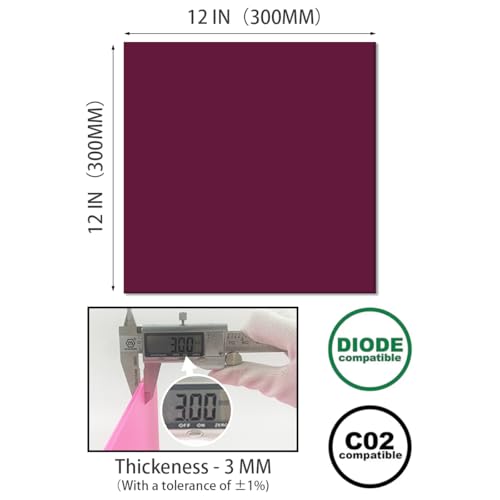 Image of 2-Pack Dark Purple Cell Cast Acrylic Sheets, 11.8x11.8 x 1 /8 in | Pastel Color, Glossy /Matte Finish for Laser Cutting, Engraving & DIY Crafts