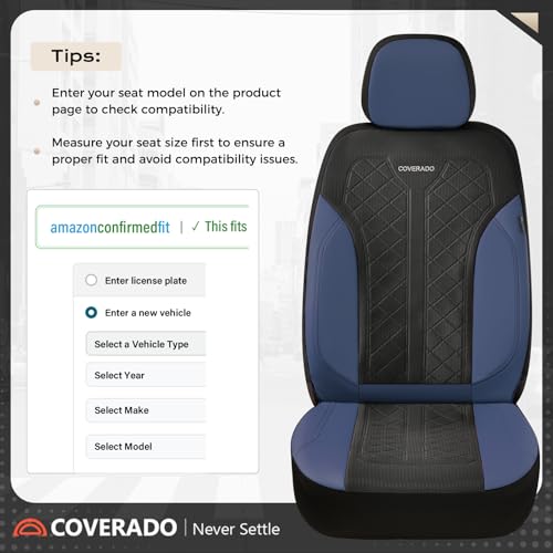 Image of Coverado Seat Covers Front Seats, Leather Automotive Seat Covers 2-Pack, Mesh Breathable Auto Seat Protectors, Driver Seat Covers Universal Fit for SUV, Truck, Vans, Sedan