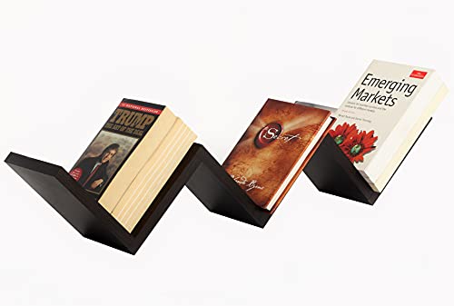 Image of BLUEWUD Aaron Engineered Wood Wall Decor Floating Shelf Display Rack Decorative Hall Decor for Living Room Home Furniture (Wenge)
